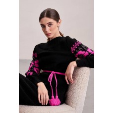 Knitted dress "Flowers" pink/black